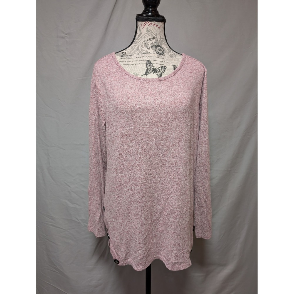 Apt.‎ 9 Heathered Pink Chenille Sweater Side Button Detail Women's Large